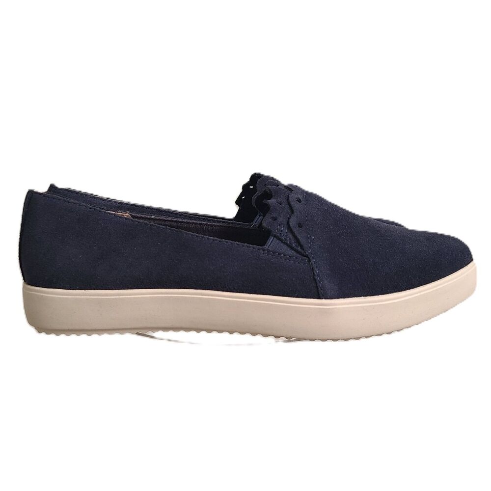 Latigo Anthropologie Suede Leather Navy‎ Blue Slip On Sneakers US 7 Almond Toe